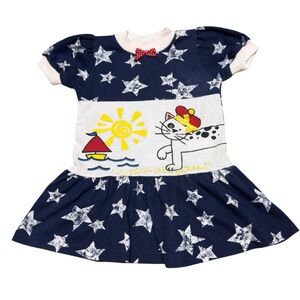 Vintage 90’s Buster Brown Kitty Cat Sailboat & Stars Girls 3T Dress